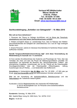 Sachkundelehrgang &bdquo;Schie&szlig;en von Gehegewild&ldquo; &ndash; 19. M&auml;rz 2016