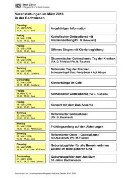Veranstaltungen Pflegeheim Bachwiesen März
