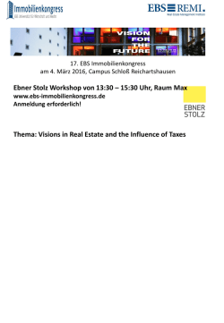 Ebner Stolz Workshop von 13:30 &ndash; 15:30 Uhr, Raum Max Thema