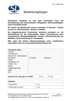 Bewerbungsbogen SZ 2016 - Selbstbestimmt Leben Innsbruck