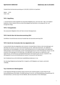 Hauptversammlung 2015