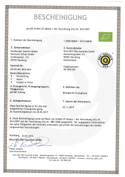 Zertifikat Öko-Garantie - Hamburger Gewürz