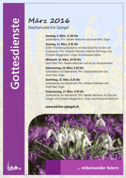 Gottesdienste im M&auml;rz