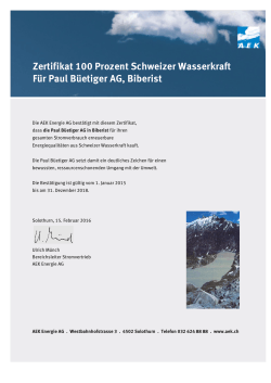 100 Prozent Schweizer Wasserkraft