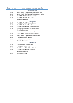 Live streaming timetable