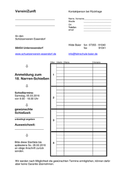Anmeldungen 18. Narrenschießen 2016