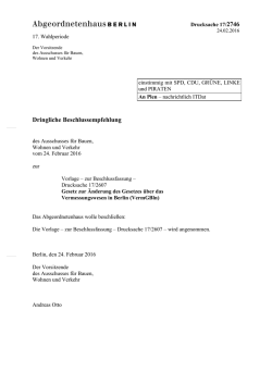 Dringliche Beschlussempfehlung