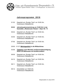 Jahresprogramm 2016 - Oberberg