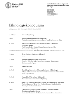 Ethnologiekolloquium FS16 - Institut für Sozialanthropologie und