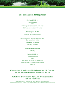 Wir bitten zum Mittagstisch