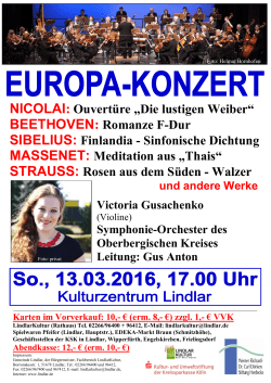 Plakat zum Europa Konzert in Lindlar