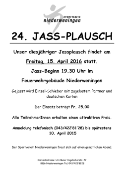 Jassplausch 2016 - SV Niederweningen