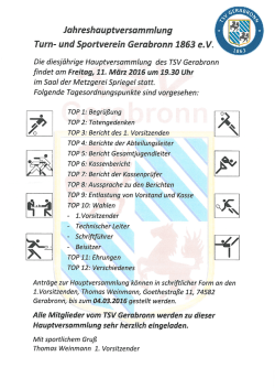 Jahreshauptversammlung Turn- und Sportverein
