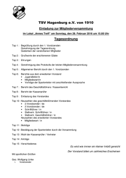 TSV Hagenburg e.V. von 1910 Tagesordnung