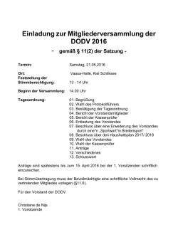 Einladung zur Mitgliederversammlung der DODV 2008