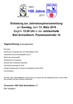 Jahreshauptversammlung - TV 1861 Bad Schwalbach