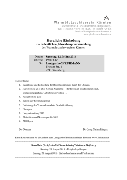 Einladung JHV 2016 - Warmblutzuchtverein Kärnten