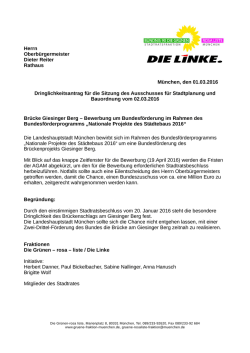 Herrn Oberb&uuml;rgermeister Dieter Reiter Rathaus M&uuml;nchen, den