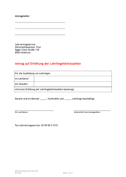 Antrag auf Erhöhung der Lehrlingshöchstzahlen