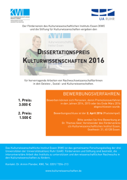 dissertationspreis kulturwissenschaften 2016