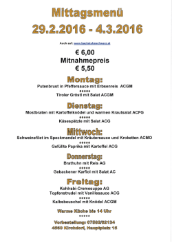 Download: Mittagsmen&uuml; 29. Februar