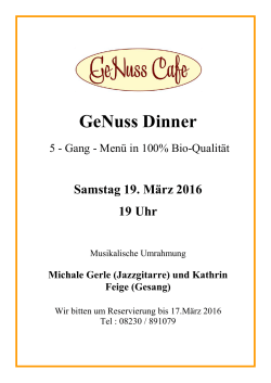 GeNuss Dinner - Genuss Cafe