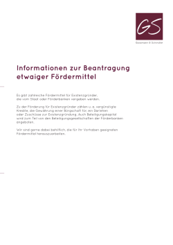 Informationen zur Beantragung etwaiger F&ouml;rdermittel