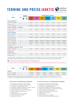 Termine und (Frühbucher-) Preise für die Arktis