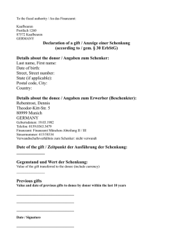 Declaration of a gift / Anzeige einer Schenkung