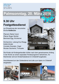 Palmsonntag, 20. März 2016 - Reformierte Kirchgemeinde Zell