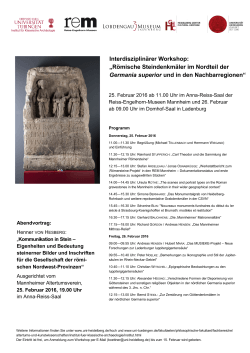 Interdisziplinärer Workshop: „Römische Steindenkmäler im Nordteil