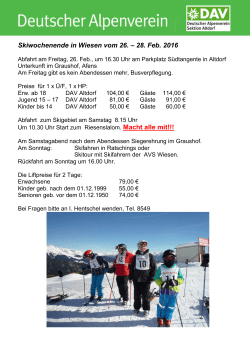 Skiwochenende in Wiesen vom 26. – 28. Feb. 2016