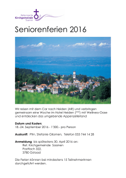 Seniorenferien 2016 - Kirchgemeinde Saanen