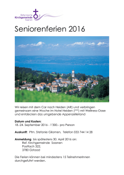 Seniorenferien 2016 - Kirchgemeinde Saanen