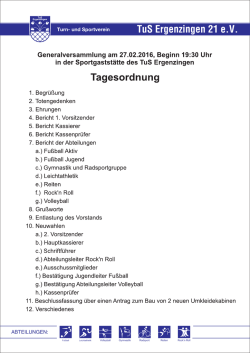 Die Tagesordnung kann hier eingesehen und heruntergeladen