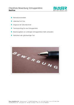 Checkliste Bewerbung Schnupperlehre