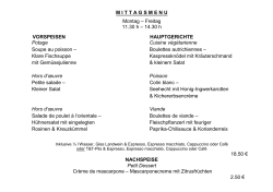 mittagsmen&uuml; - Hotel Orphee