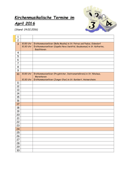 Kirchenmusikalische Termine im April 2016