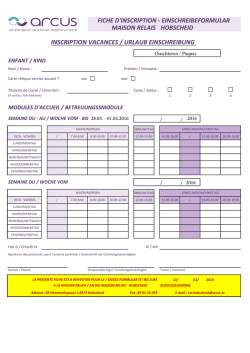 Inscription hebdomadaire vacances - MR Hobscheid