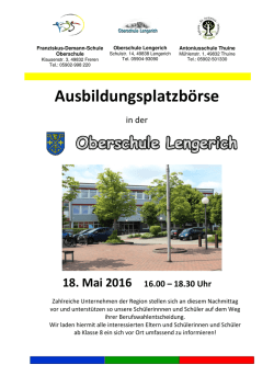Ausbildungsplatzbörse 2016 Infozettel Homepage