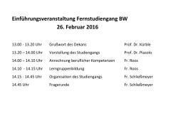 Einf&uuml;hrungsveranstaltung 26.02.2016