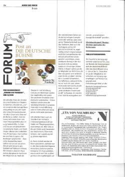 Leserbrief DEUTSCHE BÜHNE 3-2016