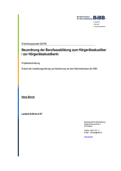 Neuordnung der Berufsausbildung zum Hörgeräteakustiker