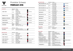 Preisliste Schweiz FEBRUAR 2016