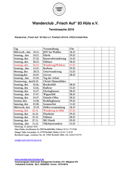 Termine 2016 - Wanderclub "Frisch Auf" 83 Hüls eV