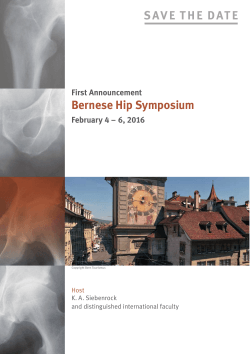 Bernese Hip Symposium SAVE THE DATE