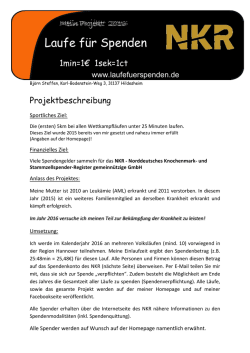 Mein Projekt 2016 - Laufe für Spenden