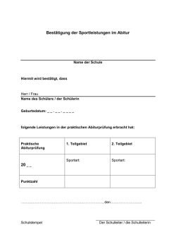 Bestätigung der Sportleistungen im Abitur 20 _ _