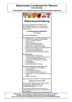 Stellenausschreibung Bayerisches Landesamt f&uuml;r Steuern