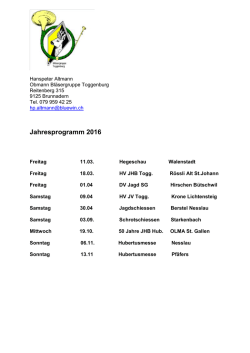 Jahresprogramm 2016 - Jagd